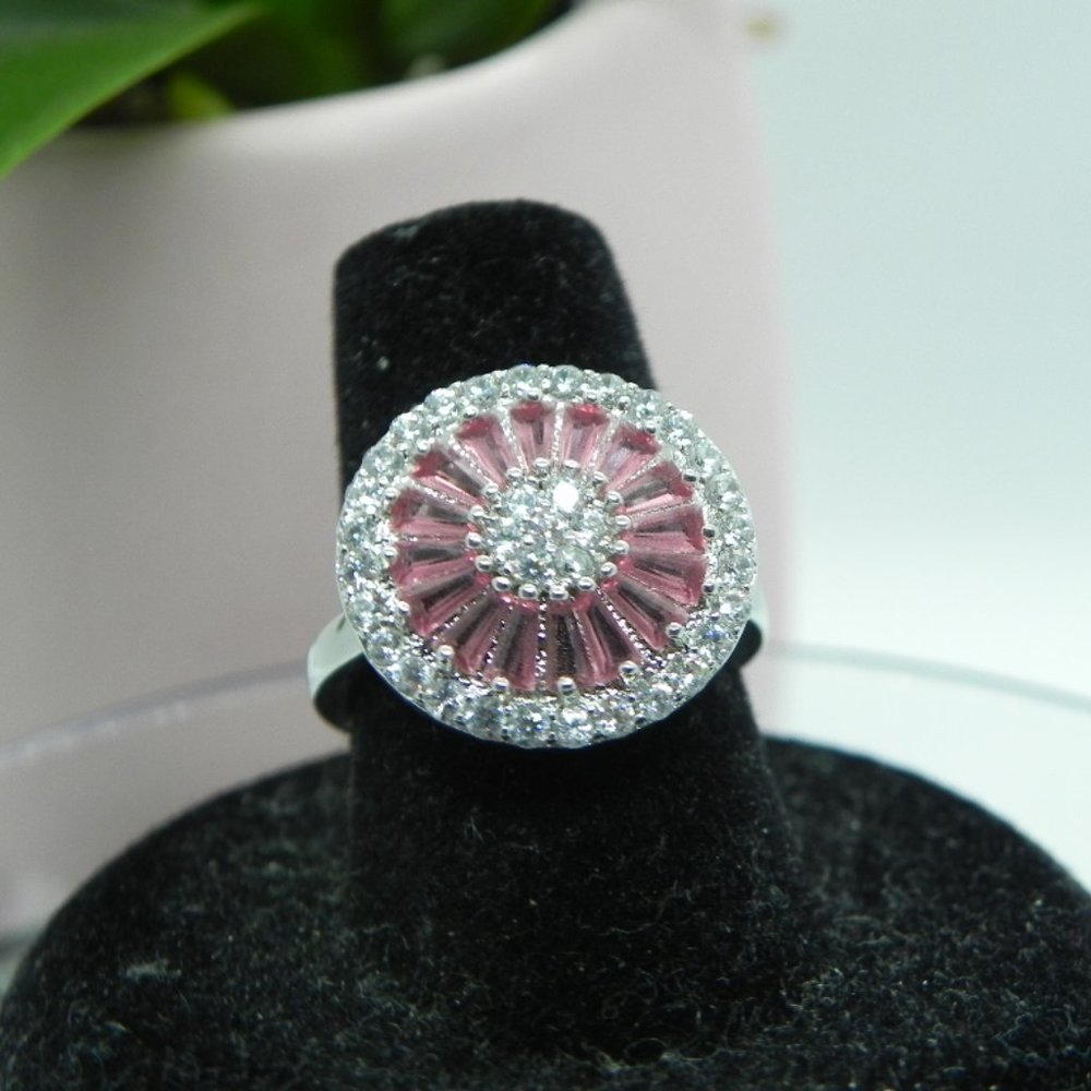 Pink and Clear CZ Resizable Ring